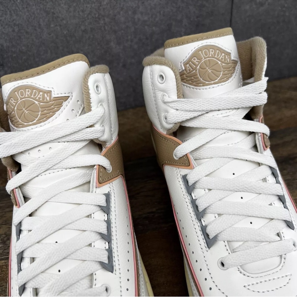 Nike Air Jordan 2 Retro Women's Sneakers - White and Tan - Picture 7 of 9